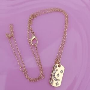 Gold Moon and Stars Pendant Necklace 18k Gold Plated